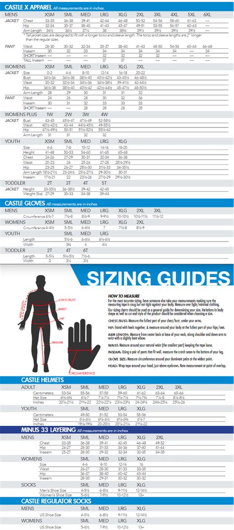 Gerry Snow Pants Size Chart