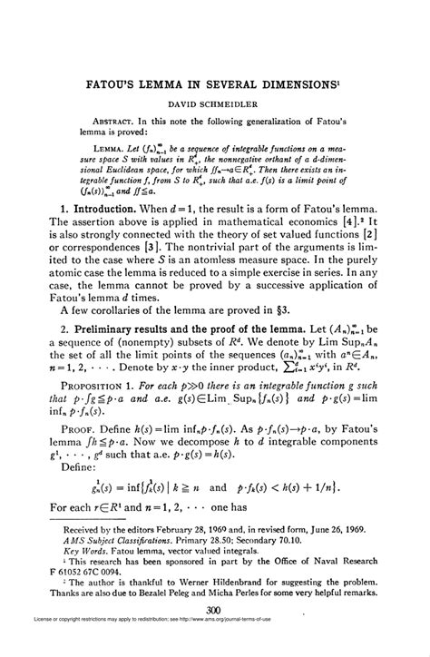 (PDF) Fatou's Lemma in Several Dimensions