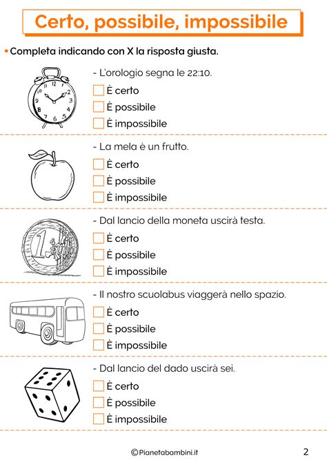 Certo, Possibile, Impossibile: Schede Didattiche per la Scuola Primaria | PianetaBambini.it