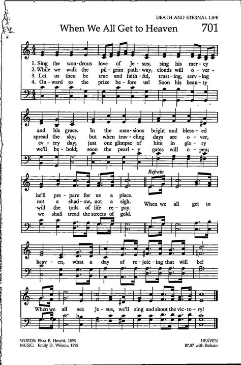 When We All Get to Heaven Digital Hymn Tune Sheet Music Key of C - Etsy