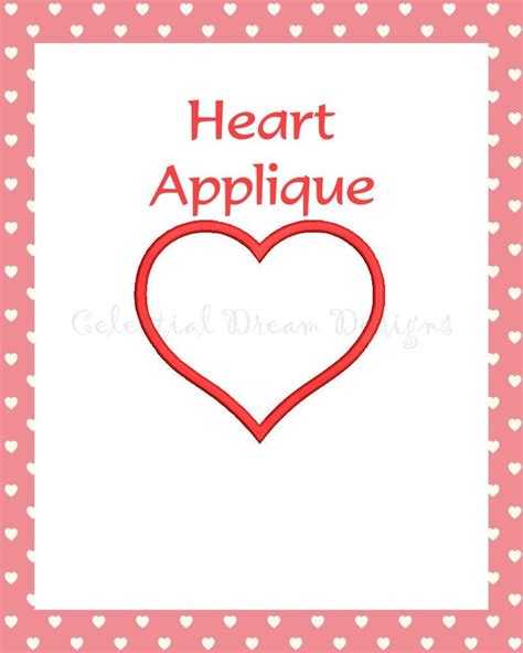 Heart Applique Machine Embroidery Design 5 SIZES Instant Download - Etsy