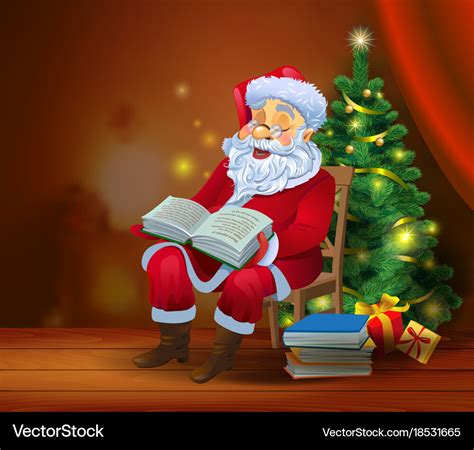 Santa claus reading the book Royalty Free Vector Image