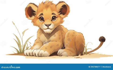 Adorable Lion Cub Clip Art in Artgerm Style - 4k Illustration Stock ...