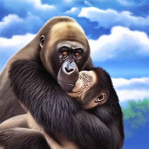 walrus hugging gorilla, photorealistic, clouds in | Stable Diffusion | OpenArt