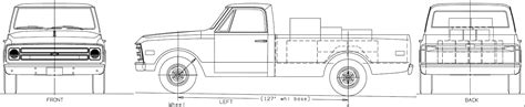 1968 Chevrolet C-10 Pickup Truck blueprints free - Outlines