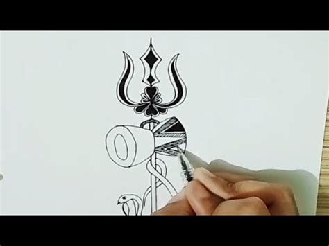 shiv Shankar trishul outline drawing | bhole nath trishul drawing - YouTube