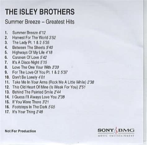 The Isley Brothers Summer Breeze - Greatest Hits UK CD-R acetate (334908)