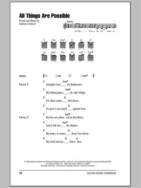 All Things Are Possible by Darlene Zschech - Guitar Chords/Lyrics ...