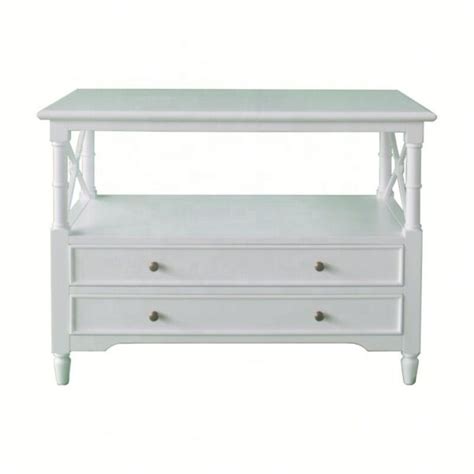 French Coastal White Minimalist TV Stand - Hoolnn