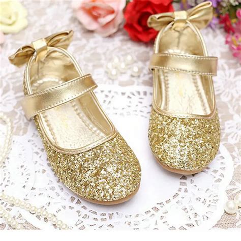 Gold Children girls Casual Shoes Children's Flats Children Princess ...