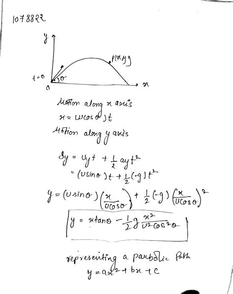 Derive the equation of the path of projectile.