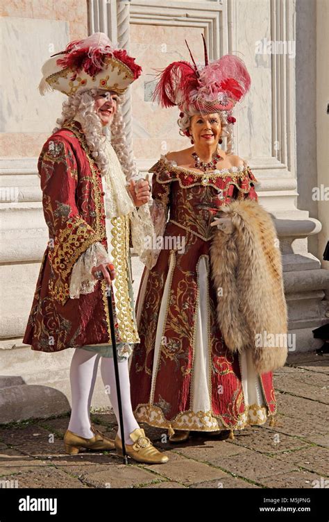 Pair in historical costumes,Baroque costume,Carnival in Venice,Italy ...