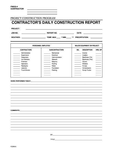 The enchanting Construction Daily Report Template Excel – Fill Online With Superintendent Daily ...