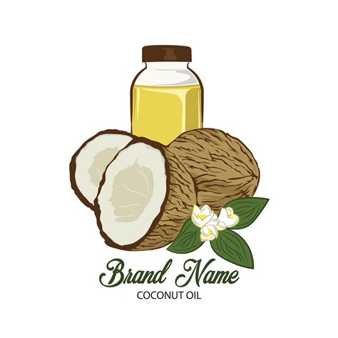 Coconut Oil with bottle vector illustration , perfect for Coconut Tanning Oil product sticker ...