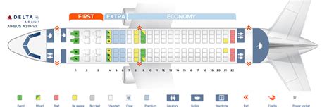 Seat map Airbus A319-100 Delta Airlines. Best seats in plane