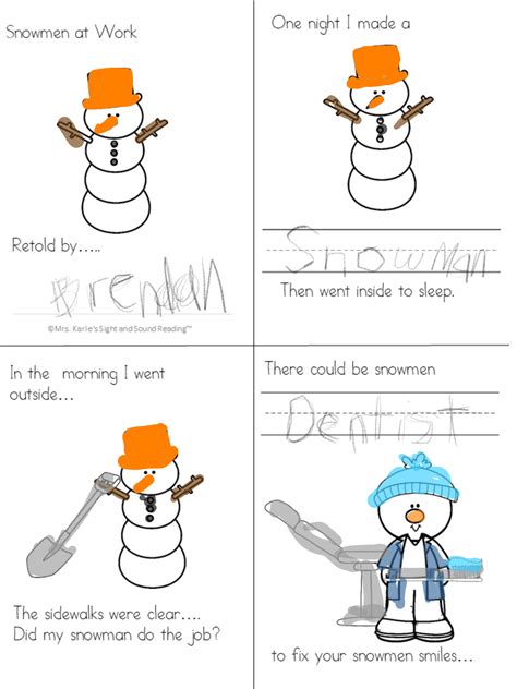 Snowmen at Work Activities for Kindergarten – dollarlessonclub.com