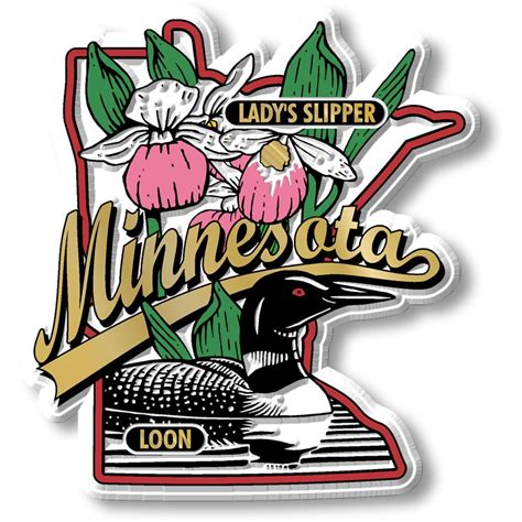 Minnesota State Bird and Flower Map Magnet by Classic Magnets - Walmart.com