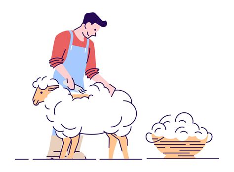 Farmer shearing sheep flat vector character. Wool production. Livestock ...