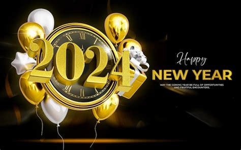 Free PSD | Happy new year 2024 3d banner design template