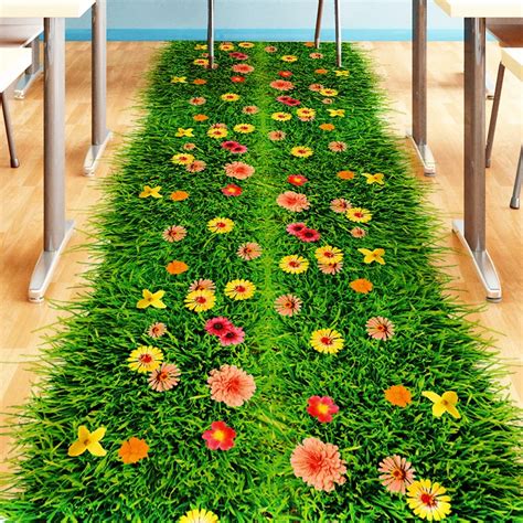 [SHIJUEHEZI] Green Lawn 3D Visual Effect Floor Sticker Vinyl DIY Grass Home Decor Sticker for ...