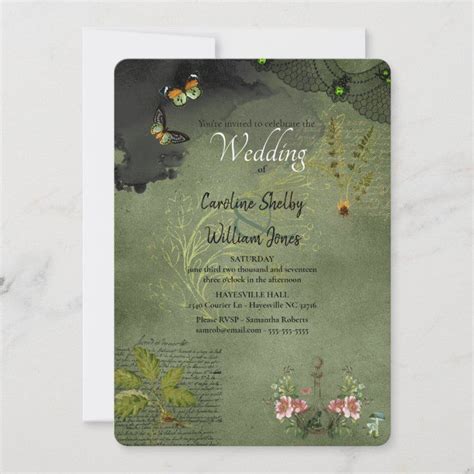 Gothic Witch Wicca Grimoire Ephemeral Wedding Invitation | Zazzle | Wedding invitations ...