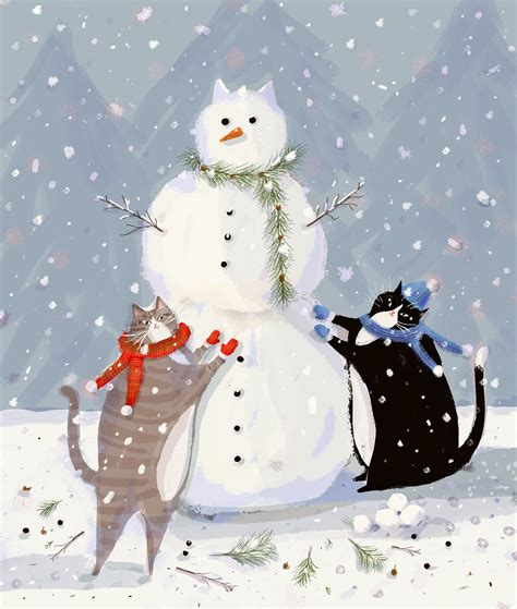 NEW Snow Cat Print Celebrate the season with these little cats building a snowcat of course ...