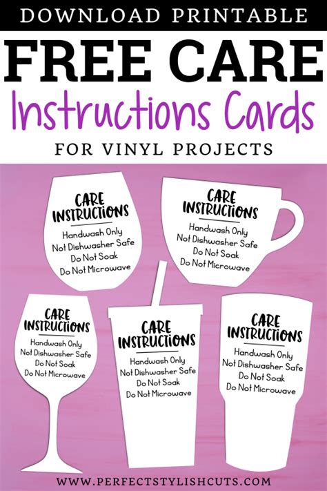 Care Instruction Free Printable Tumbler Care Cards - Printable Word ...