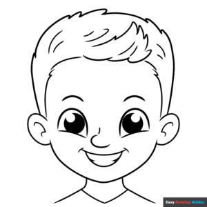 Boy Face Coloring Page | Easy Drawing Guides