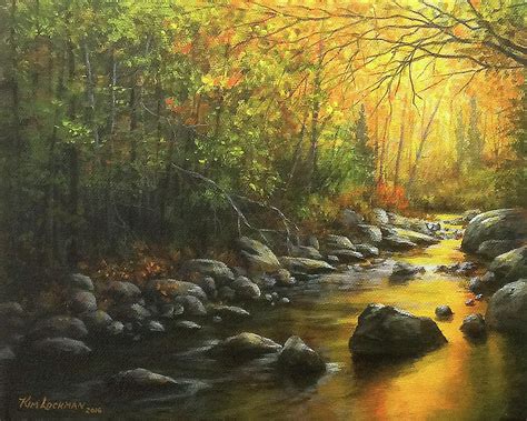 Autumn Stream Painting by Kim Lockman