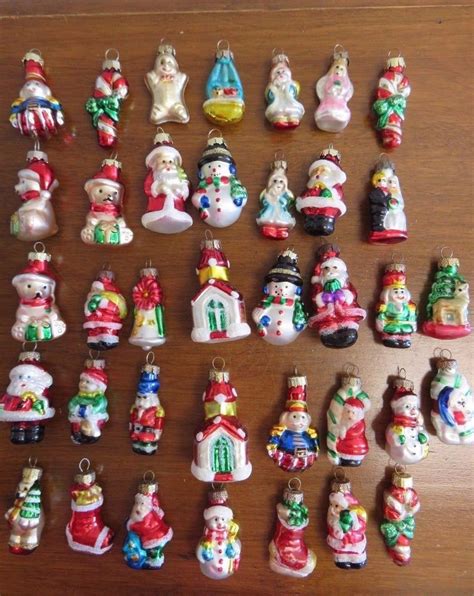 37 Miniature Glass Christmas Tree Ornaments w/ Sparkling Glitter 2 ...