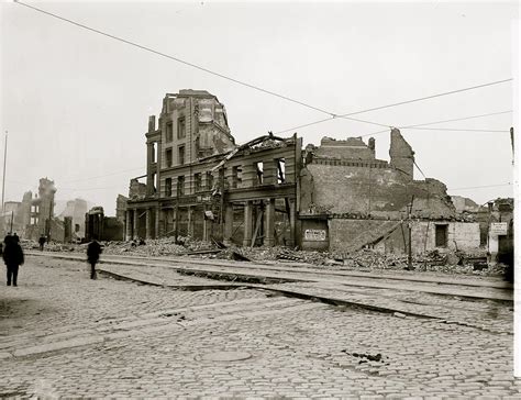 Foot of Market Street, showing earthquake upheaval, San Francisco, Cal ...