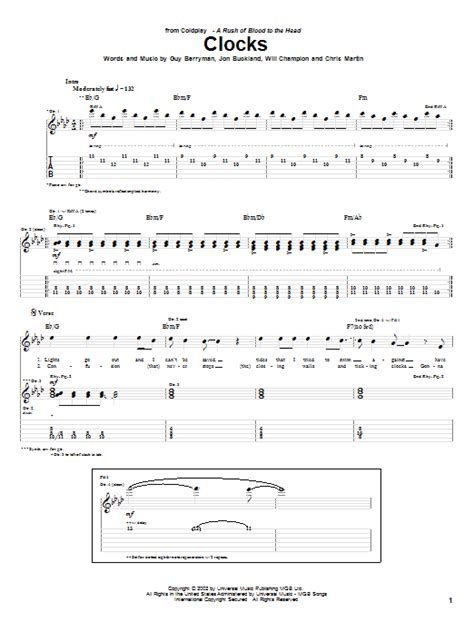 Clocks by Coldplay - Guitar Tab - Guitar Instructor