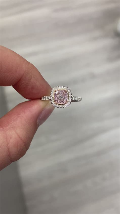 1ct GIA Very Light Pink VS1 Cushion Cut Diamond Ring – Rare Colors