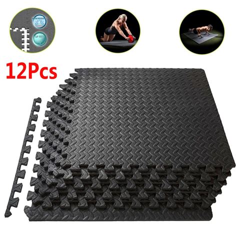 12Pcs Extra Thick Gym Flooring Mats, Interlocking Exercise Mat ...