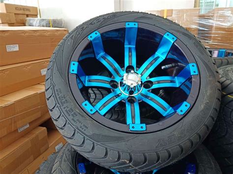 Chrome Finishing Blue Color 12 Inch EZGO Golf Cart Rims