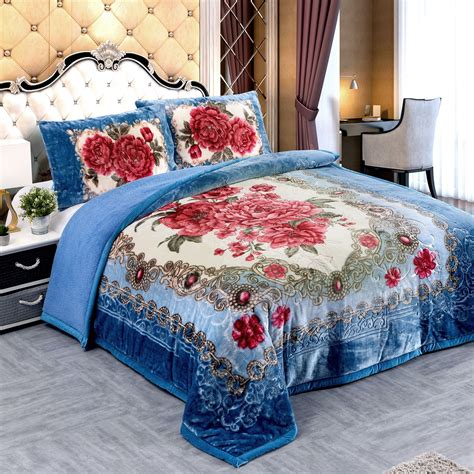 Luxury Soft Warm Flannel Fleece Microfiber Sherpa Comforter Set 3 Pieces,Beauty Patterns Borrego ...