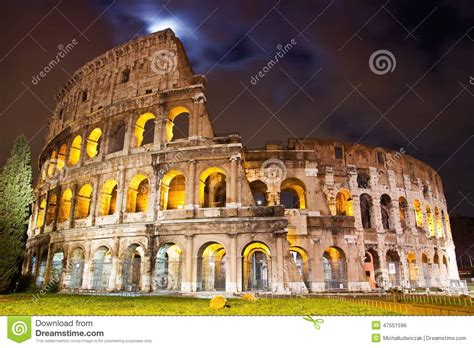 View of the Colosseum at Night Stock Photo - Image of city, detail: 47551596