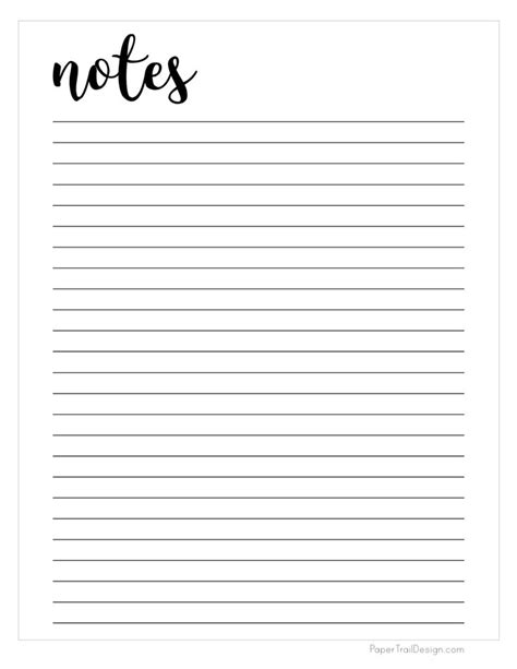 Free Printable Notes Template - Paper Trail Design | Printable notes ...