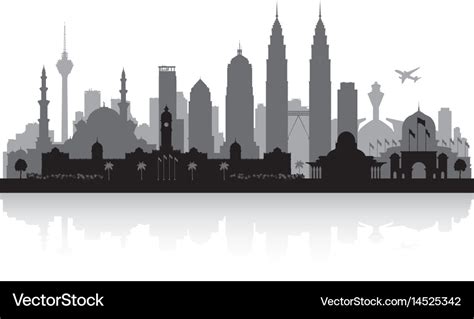 Kuala lumpur malaysia city skyline silhouette Vector Image