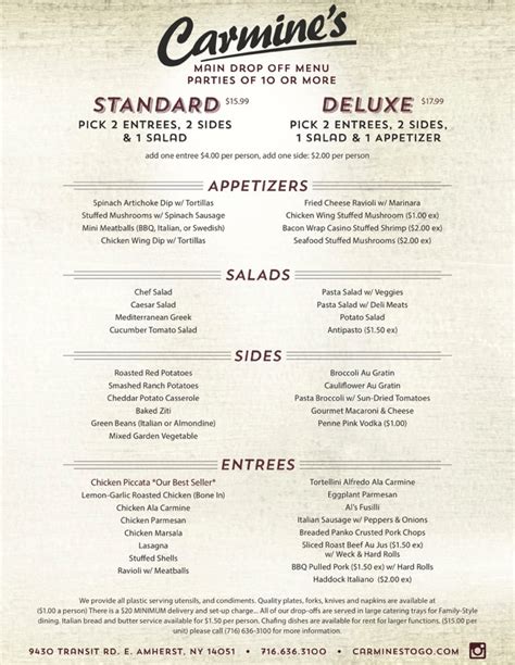 Carmine's Italiano - Catering Menu