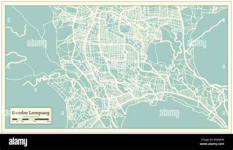 Bandar Lampung Indonesia City Map in Retro Style. Outline Map. Vector Illustration Stock Vector ...