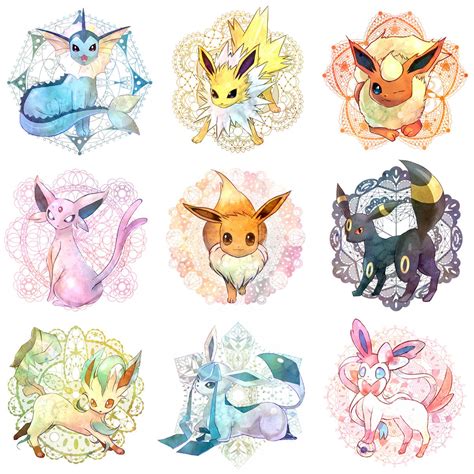 Eeveelutions (by 湯就) | Pokemon and other cute animals | Pinterest ...