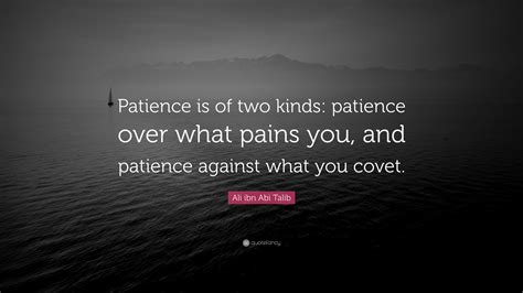 Ali ibn Abi Talib Quote: “Patience is of two kinds: patience over what pains you, and patience ...