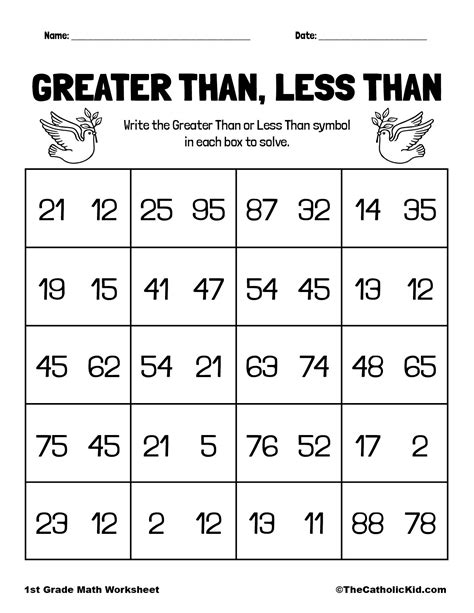 Greater Than Worksheet: Free Printable PDF for Kids - Worksheets Library