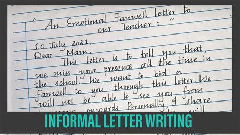 An Emotional Farewell Letter to Teacher//Informal Letter Writing//Neat ...