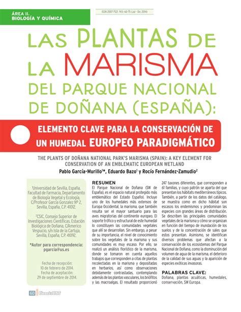 (PDF) The plants of Doñana national park's marisma (Spain): a key element for conservation of an ...