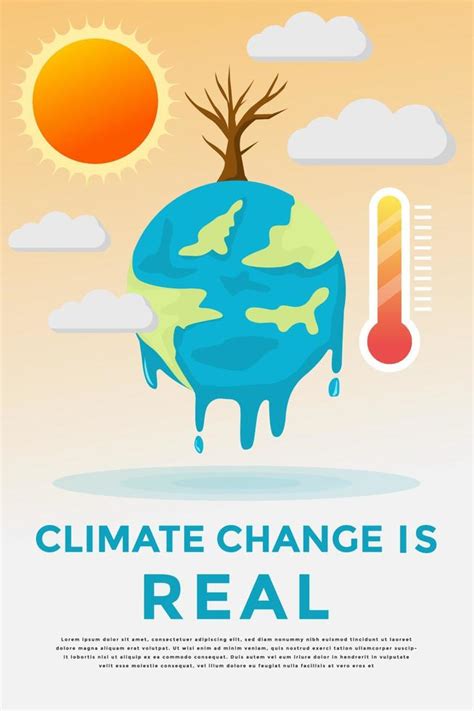 climate change vertical poster banner vector illustration. melted earth ...