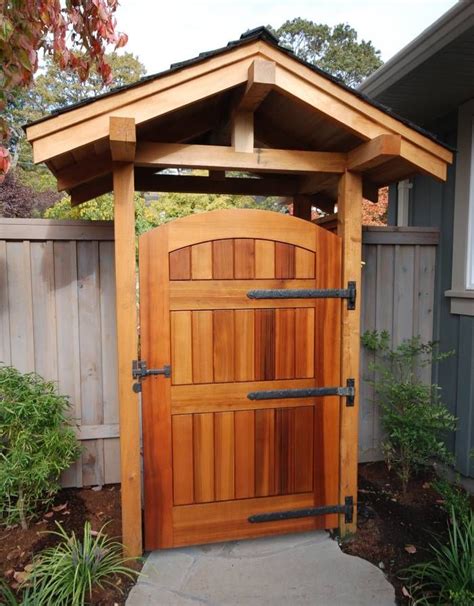 Wood Gate with Dark Bronze Strap Hinges Wooden Garden Gate, Garden Gates And Fencing, Backyard ...