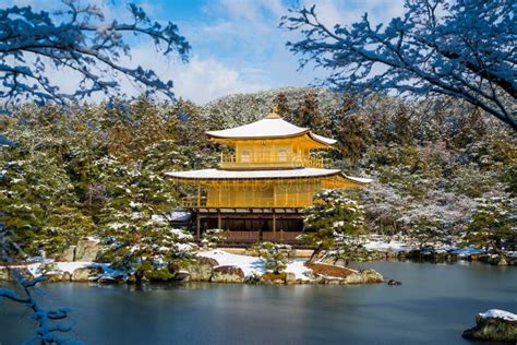 Kinkakuji Golden Pavilion Temple with Snow Stock Photo - Image of park, kyoto: 106936692