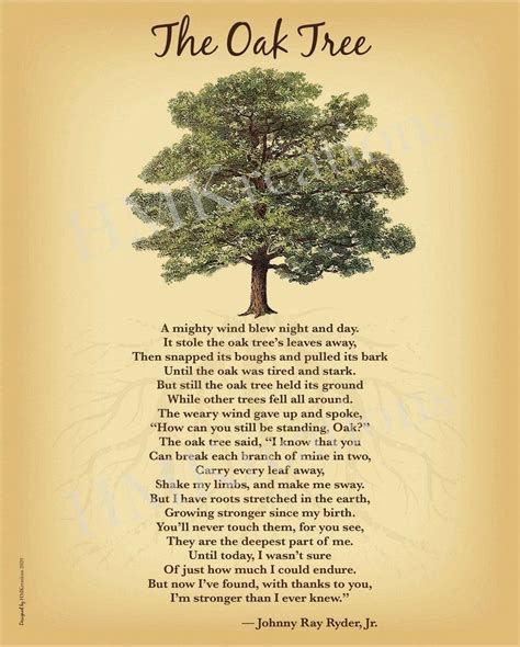 Oak Tree Poem Art Print Inspirational Tree of Life Wall Art Printable ...